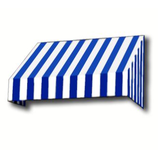 Awntech 124.5 in Wide x 48 in Projection Bright Blue/White Stripe Slope Window/Door Awning