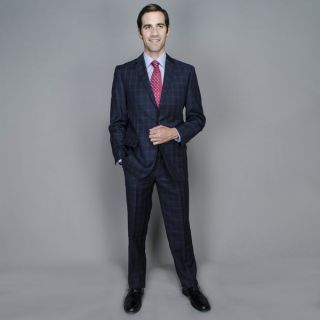 Navy Windowpane 2 button Suit   Shopping