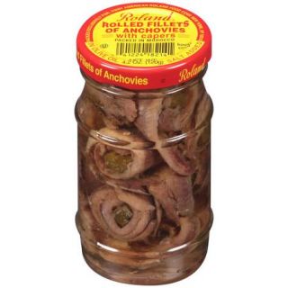 Roland Rolled Fillets of Anchovies with Capers, 4.2 oz