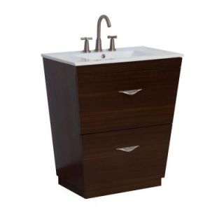 American Imaginations 24 in. W x 18.5 in. D Plywood Melamine Vanity Set In Wenge with White Basin 1219