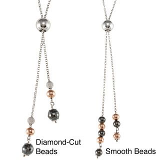 La Preciosa Sterling Silver Adjustable Rose gold Plated Dangling Beads