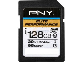 PNY Elite Performance 128GB Secure Digital Extended Capacity (SDXC) Flash Card Model P SDX128U395 GE