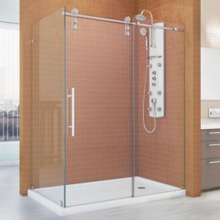 DreamLine Enigma Z 56 3/8 to 60 3/8 in. W x 34 1/2 in. D x 76 in. H Frameless Sliding Shower Enclosure in Polished Stainless Steel SHEN 6234600 08