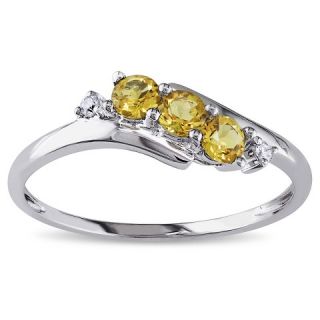 CT. T.W. Citrine and 0.018 CT. T.W. Diamond 3 Stone Ring in 10K