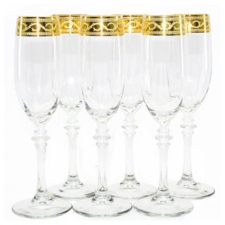 Italian Crafted Gold Tinted Champagne Flutes (Set of 6)