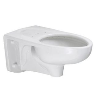 American Standard Afwall FloWise EverClean Back Spud Slotted Rim Elongated Flush Valve Toilet Bowl Only in White 3354.001.020