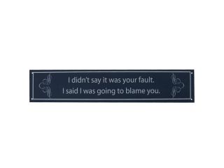Funny Metal Sign   I Didn't Say It Was Your Fault I Said I'd Blame You