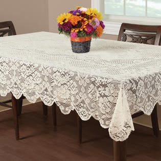 Essential Home Buckingham Lace Tablecloth Ivory 52 X 70   Home
