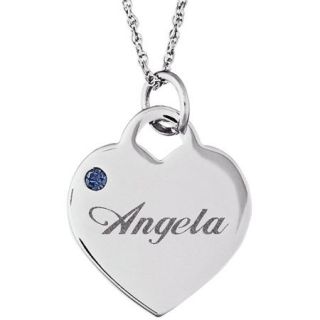 Personalized Silver Tone Name and Birthstone Heart Charm Pendant
