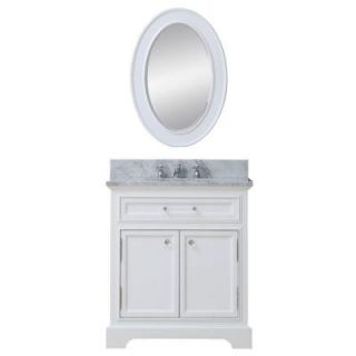 Water Creation 24 in. W X 21.5 in. D Vanity in White with Marble Vanity Top in White and Mirror Derby 24WB