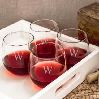 Personalized Stemless Red Wine Glasses (Set of 4) E