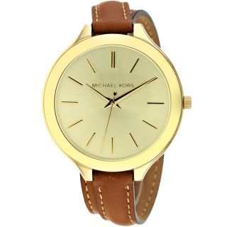 Michael Kors Womens MK2256 Runaway Slim Double Leather Watch