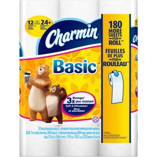 Charmin Basic Double Roll Bathroom Tissue, 12 rolls