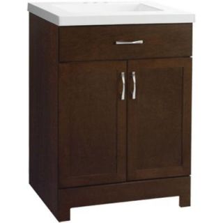 Glacier Bay Hayden 24 1/2 in. Vanity in Cognac with Cultured Marble Vanity Top in White PPTDACO24