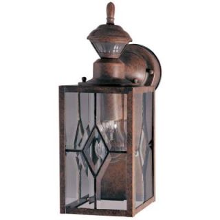 Heath Zenith 150° Rustic Brown Mission Lantern with Clear Beveled Glass HZ 4151 BR1