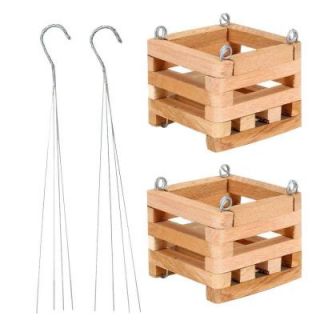 Better Gro 4 in. Wooden Square Basket with Hanger (2 Pack) 52705