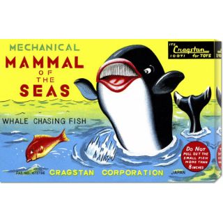 Retrobot Mammal of the Seas: Whale Chasing Fish Stretched Canvas Art