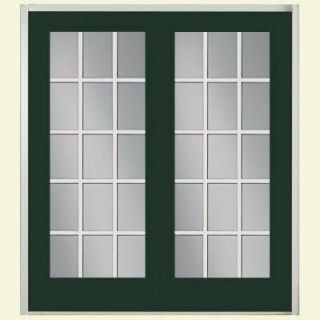 Masonite 60 in. x 80 in. Conifer Prehung Left Hand Inswing 15 Lite Steel Patio Door with Brickmold in Vinyl Frame 38045
