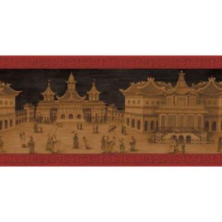 The Wallpaper Company 10.25 in. x 15 ft. Lacquer Red and Gold Emperor's Palace Border WC1281018