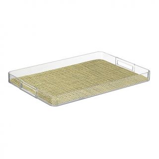 Lucite Handled Serving Tray with Removable Woven Vinyl Liner   14" x 20"   7205167