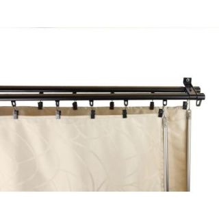 Rod Desyne 48 in.   84 in. Armor Adjustable Baton Draw Double Track Curtain Rod Set in Black CT4884 12D
