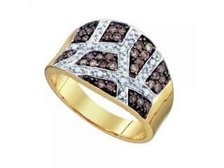 10k Yellow Gold 0.51Ctw Cognac Diamond  Fashion Wedding Ring Band