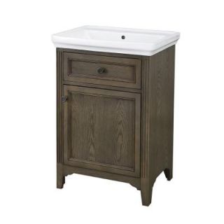 Chariot 24 in. Vanity in Driftwood with Vitreous China Vanity Top and Basin in White CHDVT2418