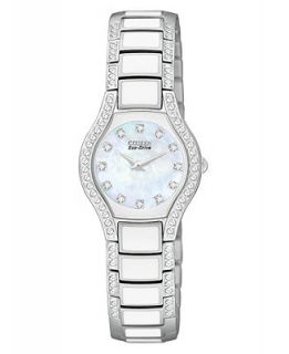Citizen Womens Normandie Stainless Steel and White Resin Bracelet