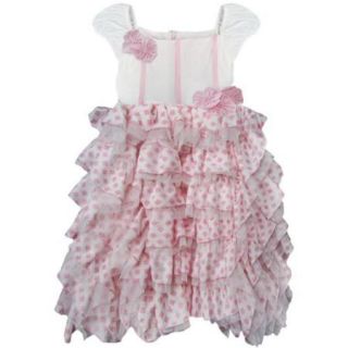 Isobella & Chloe Little Girls Pink Cap Sleeve Empire Ruffle Dress 4