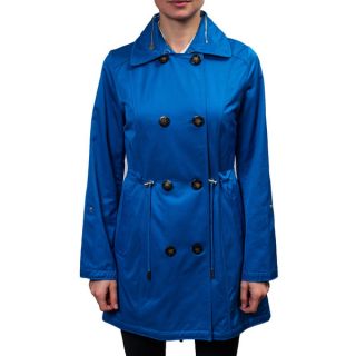 Laundry Womens Double Breasted Trench Coat with Hidden Hood Inside
