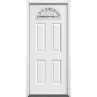 Masonite 36 in. x 80 in. Diamond Fan Lite Primed Steel Prehung Front Door with Brickmould 41680