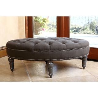 ABBYSON LIVING Felton Graphite Tufted Linen Nailhead trim Ottoman