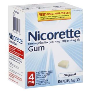Nicorette Stop Smoking Aid, 4 mg, Gum, Original, 170 pieces   Health