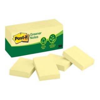3M Post It 2 in x 1.5 in Canary Yellow Greener Notes 36 Packs Per Case 653 RP