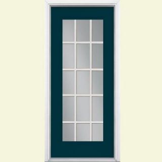Masonite 32 in. x 80 in. 15 Lite Painted Steel Prehung Front Door with Brickmold 29180