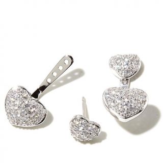 Absolute™ 0.93ct Pavé Heart Stud with Ear Cuff Drop   7879899