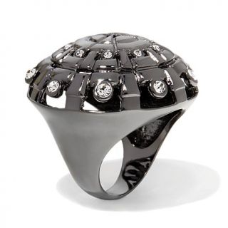 Nicholas Liu Crystal Hematite Tone Carved Dome Ring   7576628