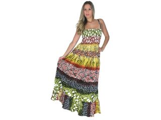 La Leela Animal Skin Smocked Tube Dress MAXI Women PLUS Cover up Multicolour