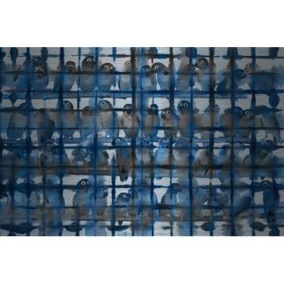 Crowded Blue Graphic Art on Brushed Aluminum by ParvezTaj