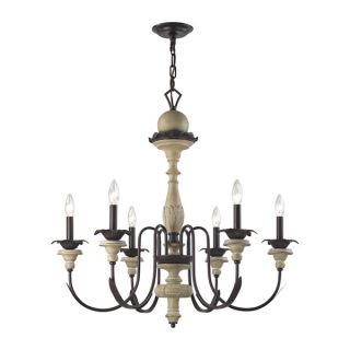 Elk Channery Point 6 light LED Chandelier in Aged Cream and Oil Rubbed