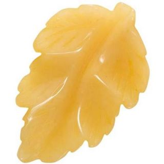 Yellow Aventurine Pendant Delicate Carved Leaf 48mm