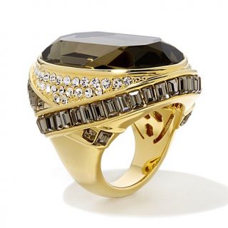 AKKAD "Majestic Star" Black Diamond Color Crystal Goldtone Bold Pavé Rin   7652098