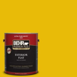 BEHR Premium Plus 1 gal. #390B 7 Lemon Lime Flat Exterior Paint 430001