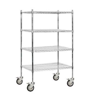 Salsbury Industries 9500S Series 36 in. W x 69 in. H x 24 in. D Industrial Grade Welded Wire Mobile Wire Shelving in Chrome 9534M CHR