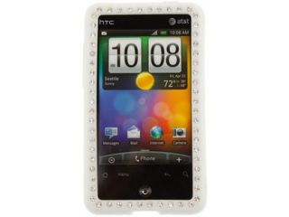 Protective Silicone Skin Case with Diamonds White For HTC Aria