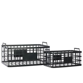 Black Metal Basket with Handles and Labels (Set of 2)   16926999