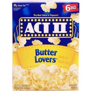 Act II Microwave Butter Popcorn, 94% Fat Free, 16.5 oz, (Pack of 3)