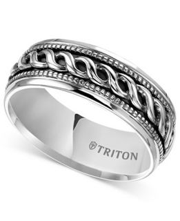 Triton Mens Sterling Silver Ring, 8mm Twisted Wedding Band