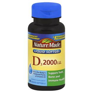 Nature Made D3, 2000 IU, Liquid Softgels, 90 softgels   Health
