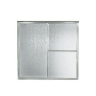STERLING Deluxe 59 3/8 in. x 56 1/4 in. Framed Sliding Tub Door in Silver with Rain Glass Texture 5906 59S